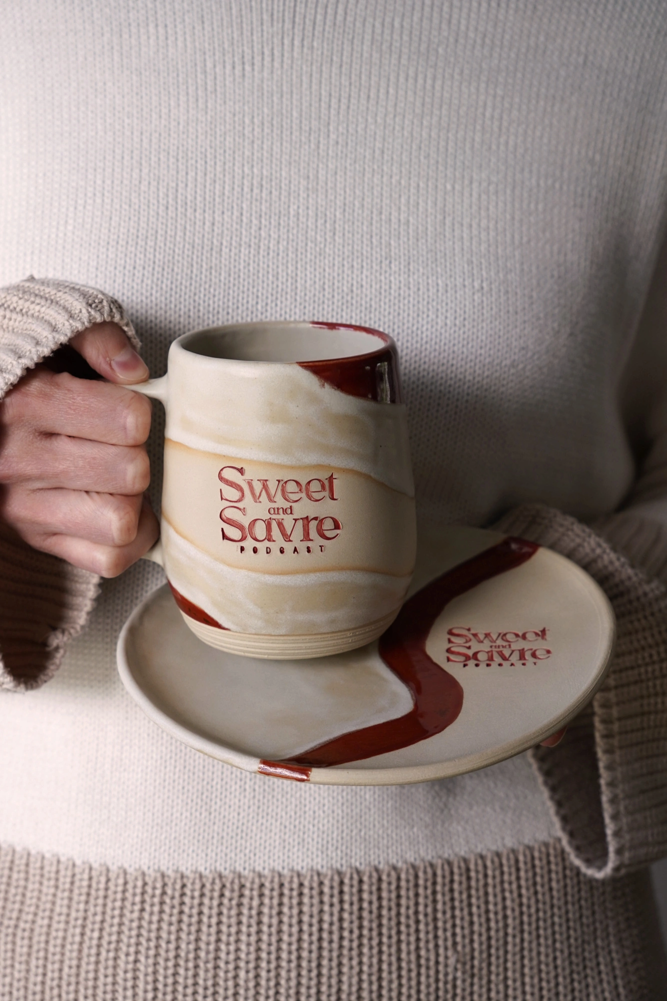 Sweet & Savre Mug with handle & plate set
